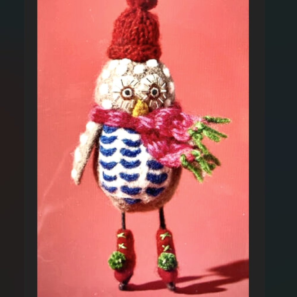 ANTHROPOLOGIE ICE SKATING SNOWY OWL FELT CHRISTMAS ORNAMENT NEW * NWT * …